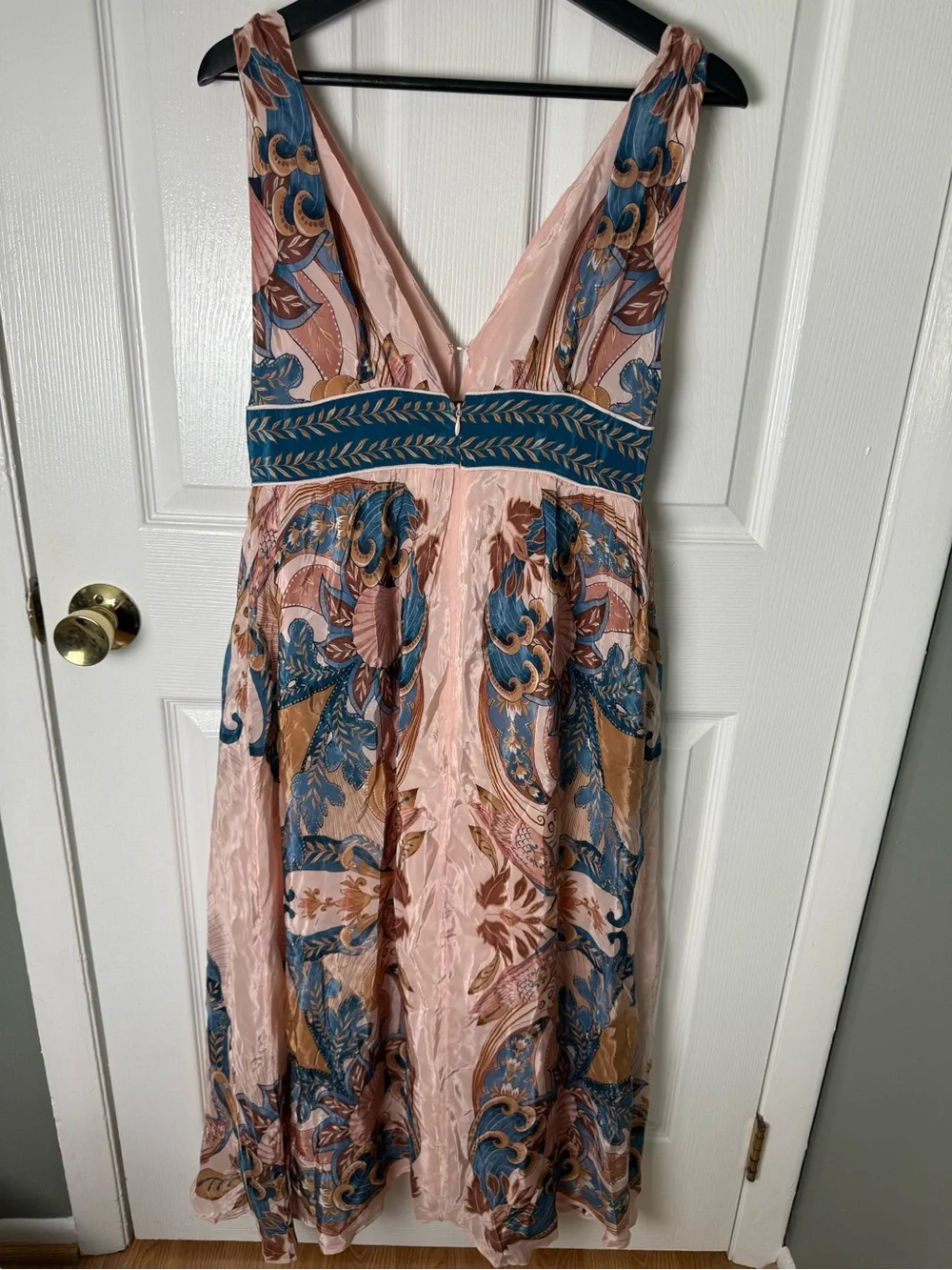 Farm Rio Soft Pink Garden Scarf V Neck Midi Dress M - Picture 4 of 7